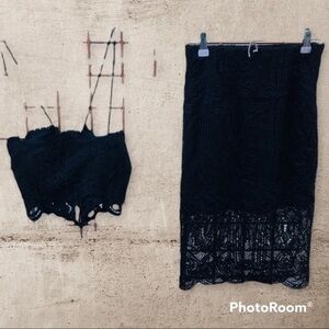 Two piece lace set - crop top and midi ski…